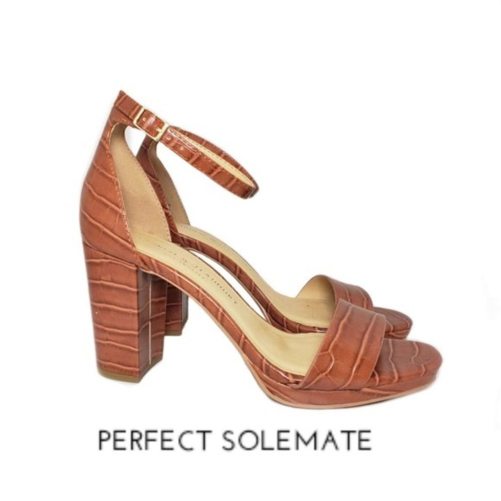 Chinese Laundry Brown Open Toe Ankle Buckle Heels